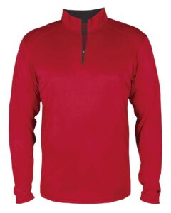 Badger 2102 Youth B-Core Quarter-Zip Pullover – Red/ Graphite