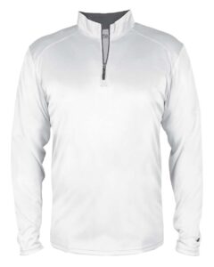 Badger 2102 Youth B-Core Quarter-Zip Pullover – White/ Graphite