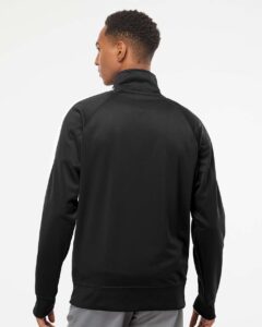 Independent Trading Co. EXP70PTZ Men’s Lightweight Poly-Tech Full-Zip Track Jacket – Black (on model back)