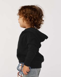Independent Trading Co. PRM10TSB Toddler Special Blend Hooded Raglan Sweatshirt – Black (on model side)