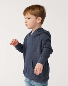Independent Trading Co. PRM10TSB Toddler Special Blend Hooded Raglan Sweatshirt – Midnight Navy (on model side)