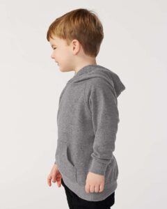 Independent Trading Co. PRM10TSB Toddler Special Blend Hooded Raglan Sweatshirt – Nickel (on model side)
