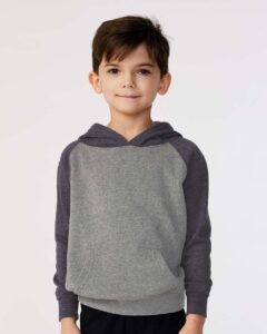 Independent Trading Co. PRM10TSB Toddler Special Blend Hooded Raglan Sweatshirt – Nickel/ Carbon (on model)