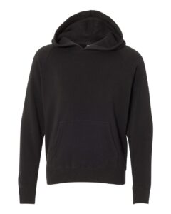 Independent Trading Co. PRM15YSB Youth Lightweight Special Blend Raglan Hooded Sweatshirt – Black