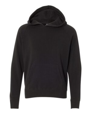 Independent Trading Co. PRM15YSB Youth Lightweight Special Blend Raglan Hooded Sweatshirt – Black