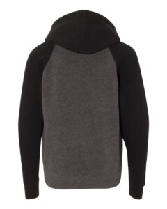 Independent Trading Co. PRM15YSB Youth Lightweight Special Blend Raglan Hooded Sweatshirt – Carbon/ Black (back)