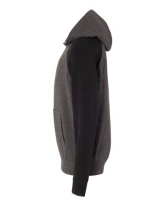 Independent Trading Co. PRM15YSB Youth Lightweight Special Blend Raglan Hooded Sweatshirt – Carbon/ Black (side)