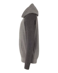 Independent Trading Co. PRM15YSB Youth Lightweight Special Blend Raglan Hooded Sweatshirt – Nickel/ Carbon (side)