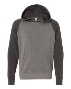 Independent Trading Co. PRM15YSB Youth Lightweight Special Blend Raglan Hooded Sweatshirt – Nickel/ Carbon