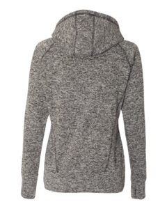 J. America 8616 Women’s Cosmic Fleece Hooded Sweatshirt – Charcoal Fleck/ Black (back)
