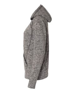 J. America 8616 Women’s Cosmic Fleece Hooded Sweatshirt – Charcoal Fleck/ Black (side)