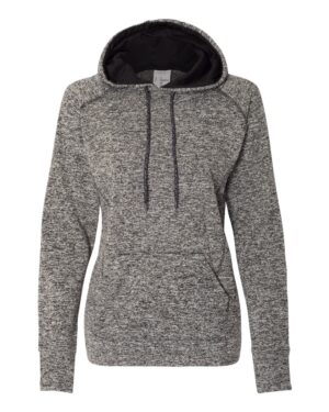 J. America 8616 Women’s Cosmic Fleece Hooded Sweatshirt – Charcoal Fleck/ Black