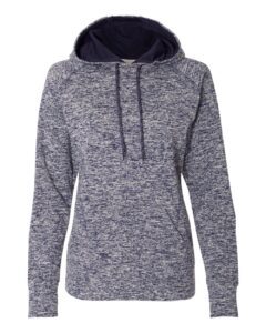 J. America 8616 Women’s Cosmic Fleece Hooded Sweatshirt – Navy Fleck/ Navy