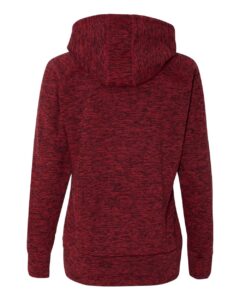 J. America 8616 Women’s Cosmic Fleece Hooded Sweatshirt – Red Fleck/ Red (back)