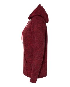 J. America 8616 Women’s Cosmic Fleece Hooded Sweatshirt – Red Fleck/ Red (side)