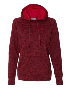 J. America 8616 Women’s Cosmic Fleece Hooded Sweatshirt – Red Fleck/ Red