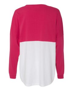 J. America 8229 Unisex Game Day Jersey Long Sleeve T-Shirt – Wildberry/ White (back)
