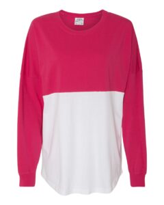 J. America 8229 Unisex Game Day Jersey Long Sleeve T-Shirt – Wildberry/ White