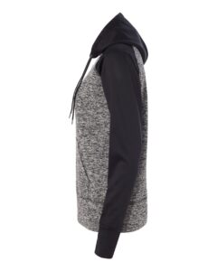 J. America 8618 Women’s Colorblocked Cosmic Fleece Hooded Sweatshirt – Charcoal Fleck/ Black (side)