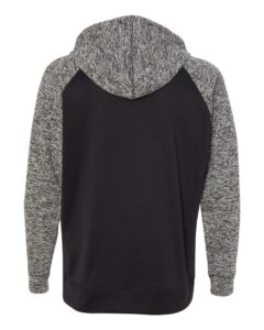 J. America 8612 Men’s Colorblocked Cosmic Fleece Hooded Sweatshirt – Black/ Charcoal Fleck (back)