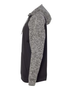 J. America 8612 Men’s Colorblocked Cosmic Fleece Hooded Sweatshirt – Black/ Charcoal Fleck (side)
