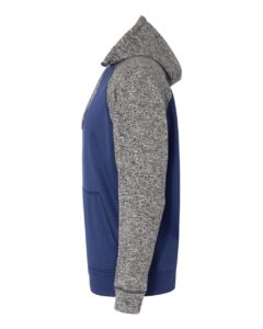 J. America 8612 Men’s Colorblocked Cosmic Fleece Hooded Sweatshirt – Navy/ Charcoal Fleck (side)