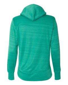 J. America 8662 Women’s Odyssey Striped Performance Fleece Lapover Hooded Sweatshirt – Dynasty Green Stripe (back)