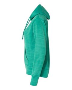 J. America 8662 Women’s Odyssey Striped Performance Fleece Lapover Hooded Sweatshirt – Dynasty Green Stripe (side)