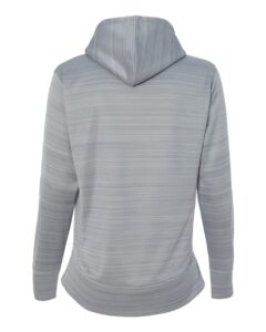 J. America 8662 Women’s Odyssey Striped Performance Fleece Lapover Hooded Sweatshirt – Quarry (back)