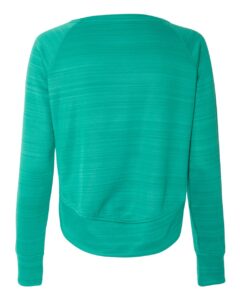J. America 8663 Women’s Odyssey Striped Performance Fleece Hi-Low Crewneck Sweatshirt – Dynasty Green Stripe (back)