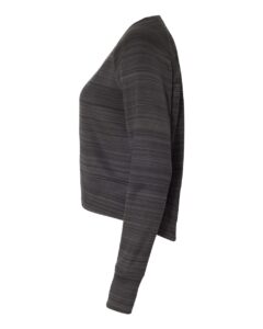 J. America 8663 Women’s Odyssey Striped Performance Fleece Hi-Low Crewneck Sweatshirt – Granite (side)