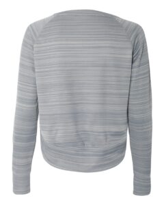 J. America 8663 Women’s Odyssey Striped Performance Fleece Hi-Low Crewneck Sweatshirt – Quarry (back)