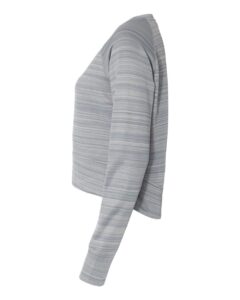 J. America 8663 Women’s Odyssey Striped Performance Fleece Hi-Low Crewneck Sweatshirt – Quarry (side)