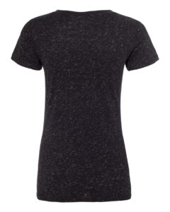 J. America 8136 Women’s Glitter V-Neck T-Shirt – Black/ Silver (back)