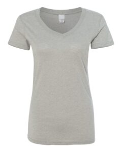 J. America 8136 Women’s Glitter V-Neck T-Shirt – Oxford/ Silver