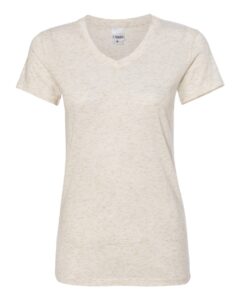 J. America 8136 Women’s Glitter V-Neck T-Shirt – Pearl/ Gold