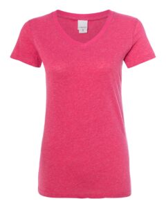 J. America 8136 Women’s Glitter V-Neck T-Shirt – Wildberry/ Silver