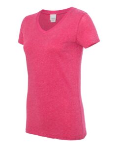 J. America 8136 Women’s Glitter V-Neck T-Shirt – Wildberry/ Silver (side)