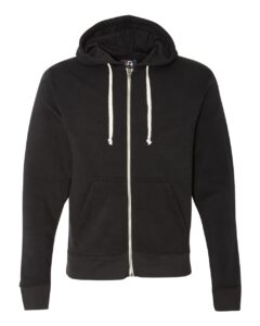 J. America 8872 Men’s Triblend Full-Zip Hooded Sweatshirt – Black Solid