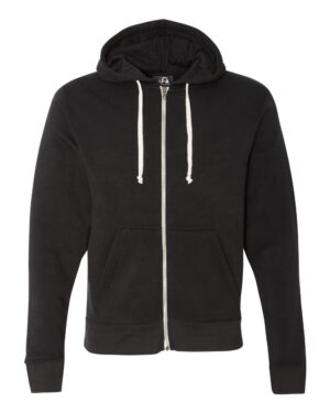 J. America 8872 Men’s Triblend Full-Zip Hooded Sweatshirt – Black Solid