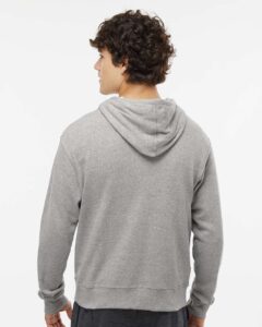 J. America 8872 Men’s Triblend Full-Zip Hooded Sweatshirt – Grey Triblend (on model back)