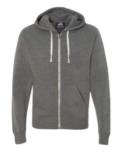 J. America 8872 Men’s Triblend Full-Zip Hooded Sweatshirt – Smoke Triblend