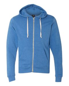 J. America 8872 Men’s Triblend Full-Zip Hooded Sweatshirt – Cool Royal Triblend