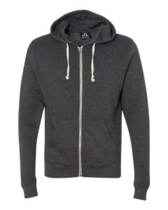 J. America 8872 Men’s Triblend Full-Zip Hooded Sweatshirt – Black Triblend