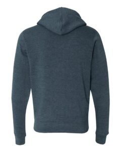 J. America 8872 Men’s Triblend Full-Zip Hooded Sweatshirt – Navy Triblend (back)