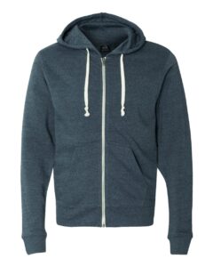 J. America 8872 Men’s Triblend Full-Zip Hooded Sweatshirt – Navy Triblend