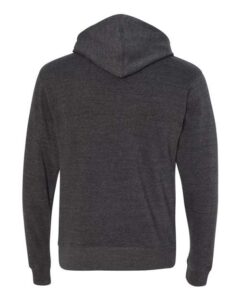 J. America 8871 Men’s Triblend Fleece Hooded Sweatshirt – Black Triblend (back)