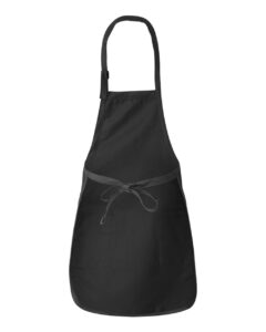 Q-Tees Q4350 Full-Length Apron with Pockets – Black (back)