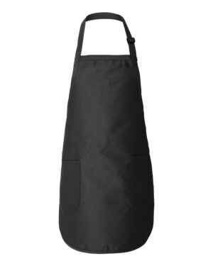 Q-Tees Q4350 Full-Length Apron with Pockets – Black