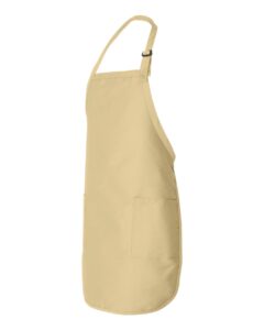 Q-Tees Q4350 Full-Length Apron with Pockets – Natural (side)